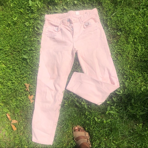 Pink Distressed Jeans - Picture 1 of 2